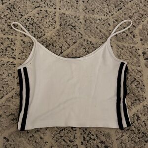 Brandy Melville White Camisole with Black Stripes